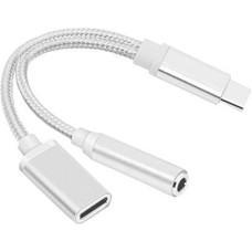Переходник АТОМ (31043) USB Type-C-3,5 Jack/USB Type-C, серебряный
