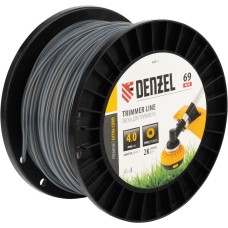 Леска для триммера DENZEL Леска для триммера двухкомпонентная круглая, 4,0мм х 69м, на DIN катушке EXTRA CORD 96811