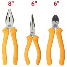 Набор плоскогубцев DELI Набор плоскогубцев DL2008C-3 (комбинированные плоскогубцы 200мм, удлиненные плоскогубцы 160мм, диагональные бокорезы 160мм, однокомпонентная ручка)