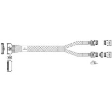 JPC Кабель P7332DN10800-1 Cable MCIO x8 74P (прямой Straight Type) -TO- 2x Slimline SAS x4 38P (SFF8654, прямой Straight Type) , 85 Ohm, L:80cm