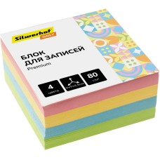 SILWERHOF Блок для записей бумажный Daily Премиум 90х90х45мм 80г/м2 4цв.в упак