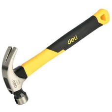 DELI Молоток-гвоздодер DL5002F 450 гр магнит, противоскользящий боек, фиберглассовая рукоять