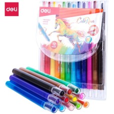 DELI Восковые мелки EC20403 Colorun с поворотным механизмом 12цв. блист.европод
