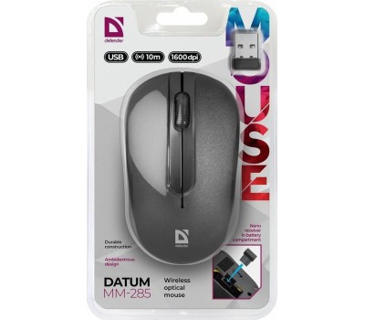 мышь беспроводная оПТИЧЕСКАЯ DEFENDER (52285) DATUM MM-285 черный
