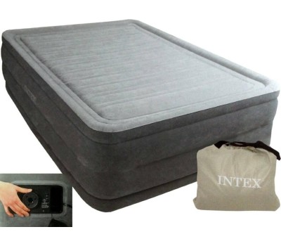 Надувные кровати INTEX Кровать флок Квин комфорт, 152х203х56см, 220в, встроенный насос, 64418 108-010