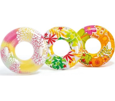 Круг для плавания INTEX Круг надувной для плавания 97 см. (в коробке) Прозрачный с ручками (3 вида). Арт. 58263NP