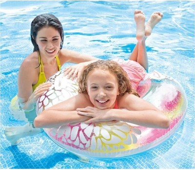 Круг для плавания INTEX Круг надувной для плавания 97 см. (в коробке) Прозрачный с ручками (3 вида). Арт. 58263NP