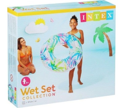 Круг для плавания INTEX Круг надувной для плавания 97 см. (в коробке) Прозрачный с ручками (3 вида). Арт. 58263NP