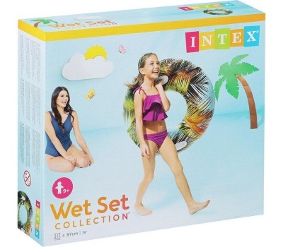 Круг для плавания INTEX Круг надувной для плавания 97 см. (в коробке) Прозрачный с ручками (3 вида). Арт. 58263NP