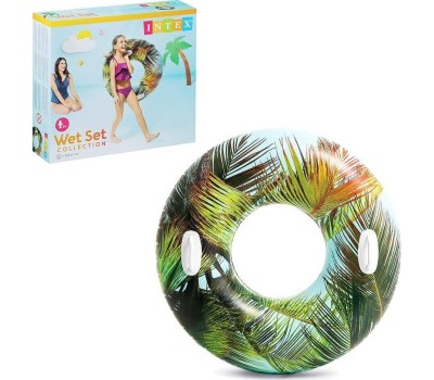 Круг для плавания INTEX Круг надувной для плавания 97 см. (в коробке) Прозрачный с ручками (3 вида). Арт. 58263NP