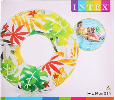 Круг для плавания INTEX Круг надувной для плавания 97 см. (в коробке) Прозрачный с ручками (3 вида). Арт. 58263NP