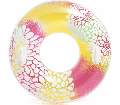Круг для плавания INTEX Круг надувной для плавания 97 см. (в коробке) Прозрачный с ручками (3 вида). Арт. 58263NP