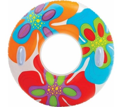 Круг для плавания INTEX Круг надувной для плавания 97 см. (в коробке) Прозрачный с ручками (3 вида). Арт. 58263NP