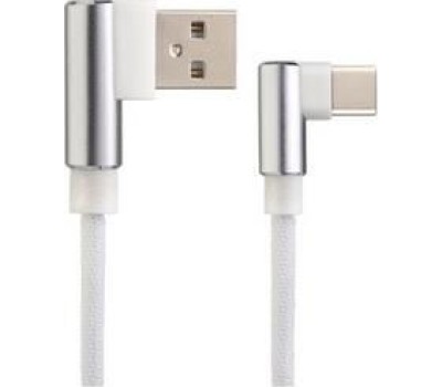 Кабель PERFEO (U4905) USB A вилка - Type-C вилка, 2.4A, угловой, белый, длина 1 м., Type-C Premium