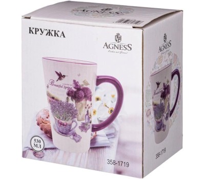 Кружка AGNESS 358-1719 ЛАВАНДОВАЯ ВЕСНА 530мл