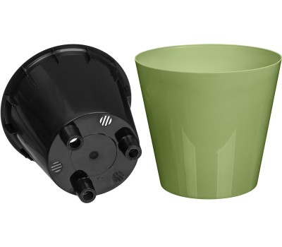 Горшок цветочный HOMVER Rosemary D200мм, 4л с дренажной вставкой (зеленый) 221600118/01