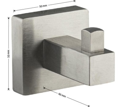 Аксессуары для ванной комнаты GFMARK 87110 Крючок одинарный, из нержавеющей стали, с квадратным основанием, цвет САТИН