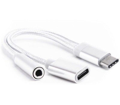 Переходник АТОМ (31043) USB Type-C-3,5 Jack/USB Type-C, серебряный