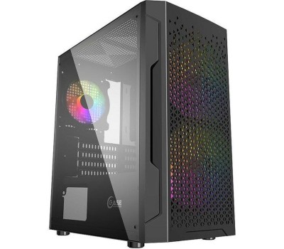 Powercase CMIMTB-L3 Корпус Mistral Micro T3B, Tempered Glass, Mesh, 2x 140mm + 1х 120mm 5-color fan, чёрный, mATX (CMIMTB-L3)