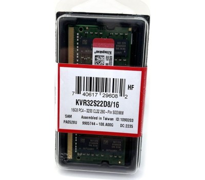 Оперативная память KINGSTON Оперативная память Valueram KVR32S22D8/16 DDR4 - 1x 16ГБ 3200МГц, для ноутбуков (SO-DIMM), Ret