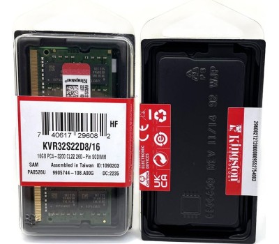 Оперативная память KINGSTON Оперативная память Valueram KVR32S22D8/16 DDR4 - 1x 16ГБ 3200МГц, для ноутбуков (SO-DIMM), Ret