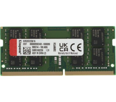 Оперативная память KINGSTON Оперативная память Valueram KVR32S22D8/16 DDR4 - 1x 16ГБ 3200МГц, для ноутбуков (SO-DIMM), Ret