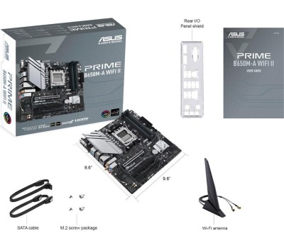 Материнская плата ASUS Материнская плата PRIME B650M-A WIFI II, Socket AM5, AMD B650, mATX, Ret