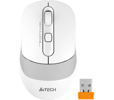 A4TECH Мышь Fstyler FB10C белый/серый оптическая (2400dpi) беспроводная BT/Radio USB (4but) [1583792]