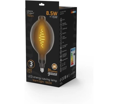 GAUSS Лампа филаментная E27, шар, 8.5Вт, Vintage, одна шт. [152802005]