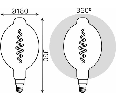GAUSS Лампа филаментная E27, шар, 8.5Вт, Vintage, одна шт. [152802005]