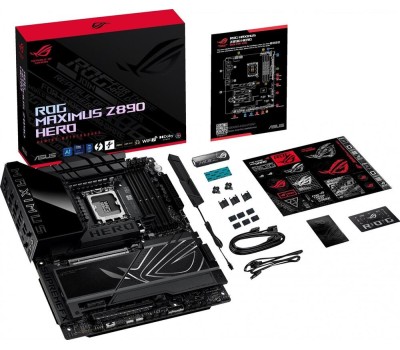 Материнская плата ASUS Материнская плата ROG MAXIMUS Z890 HERO BTF LGA1851 ATX 4хDDR5 PCIEx16 PCIEx4 PCIEx1 6xM.2 2xThunderbolt USB-C HDMI 2.5GLAN 5GLAN Wi-Fi 7