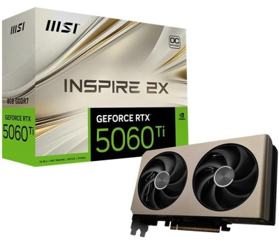 Видеокарта MSI Видеокарта NVIDIA GeForce RTX 5060TI RTX 5060 TI 8G INSPIRE 2X OC 8ГБ Inspire, GDDR7, OC, Ret