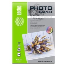 Фотобумага CACTUS Фотобумага CS-MA323050, A3, для струйной печати, 50л, 230г/м2, белый, покрытие матовое