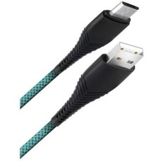 BORASCO Кабель Fishbone, micro USB (m) - USB (m), 1м, 3A, мятный [38502]