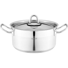 Кастрюля AGNESS КАСТРЮЛЯ 20X10 СМ 2,8 Л ВЫСОКОКАЧЕСТВЕННАЯ НЕРЖ СТАЛЬ 18/10 С КРЫШКОЙ НЖС 916-457