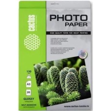Фотобумага CACTUS Фотобумага CS-GSA313020, A3, для струйной печати, 20л, 130г/м2, белый, покрытие глянцевое