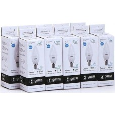 GAUSS Упаковка ламп LED E14, свеча, 6Вт, 10 шт. [33126]
