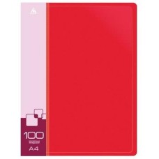 БЮРОКРАТ Папка -BPVN100RED, 100шт вкладышей, A4, пластик, 0.8мм, красный