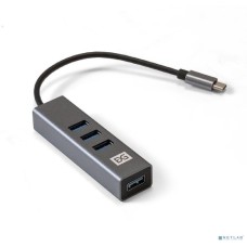 Exegate EX293987RUS USB-Хаб (концентратор) ExeGate DUB-4TC (кабель-адаптер USB Type C --> 4xUSB3.0, Plug&Play, серебристый)