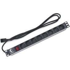 CABEUS Блок распределения питания PDU-8P-2IEC, горизонт.размещ., SchukoХ8, Тип вход. тока 10A, 2м