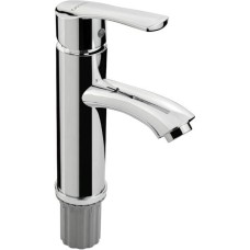 САНАКС - Смеситель для раковины, из нержавеющей стали марки 304, круглый излив, с алюминиевым основанием, цвет ХРОМ. 13074