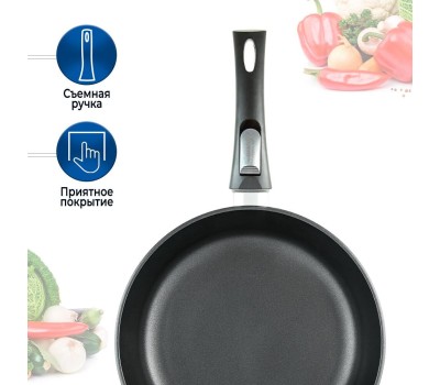 Сковорода НЕВА МЕТАЛЛ ПОСУДА 9024 д.24 съем. руч.
