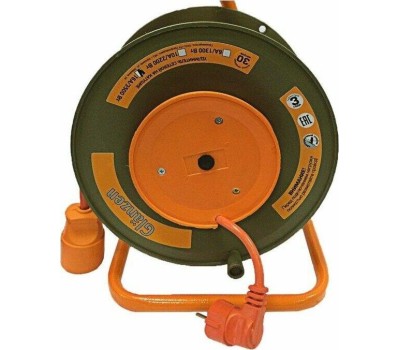 Удлинитель силовой GLANZEN EB-30-010, на катушке, с/з, 1 роз -30 м