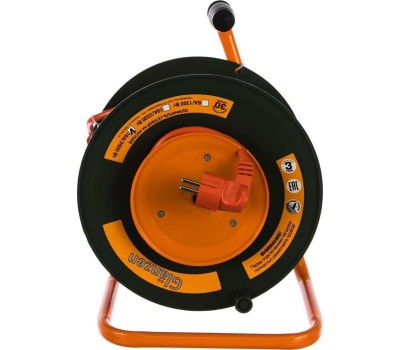 Удлинитель силовой GLANZEN EB-30-010, на катушке, с/з, 1 роз -30 м