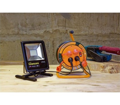Удлинитель силовой GLANZEN EB-30-010, на катушке, с/з, 1 роз -30 м
