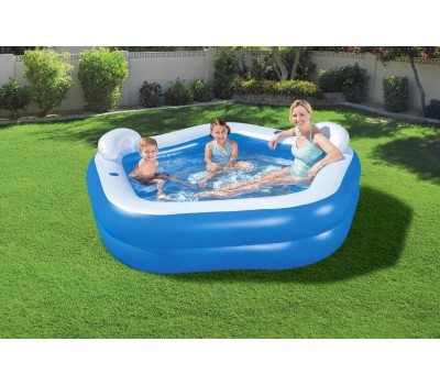 BESTWAY 54153 Бассейн надувной Bestway 213*206*69 см, 575 л, с сиденьями и подголовниками