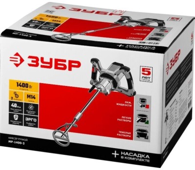 Миксер строительный ЗУБР МР-1400-2 1400 Вт, одинарный, 2 скор