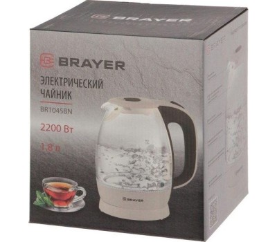 Чайник электрический BRAYER BR1045BN (1,8л. стекло)