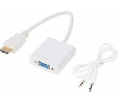 Переходник REXANT (17-6936) Переходник штекер HDMI - гнездо VGA, провод + шнур 3,5мм белый