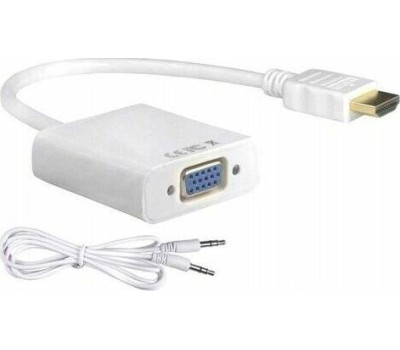 Переходник REXANT (17-6936) Переходник штекер HDMI - гнездо VGA, провод + шнур 3,5мм белый